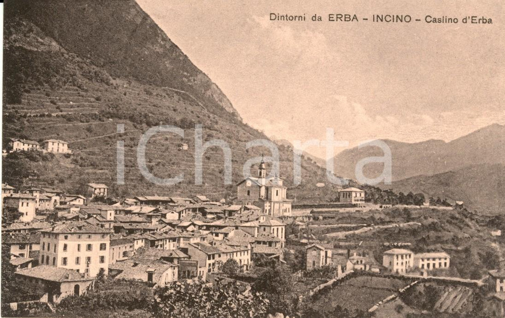 Cartolina originale da collezione 1910 ca ERBA (CO) Veduta frazione INCINO e paese CASLINO D'ERBA *Cartolina FP NV 1
