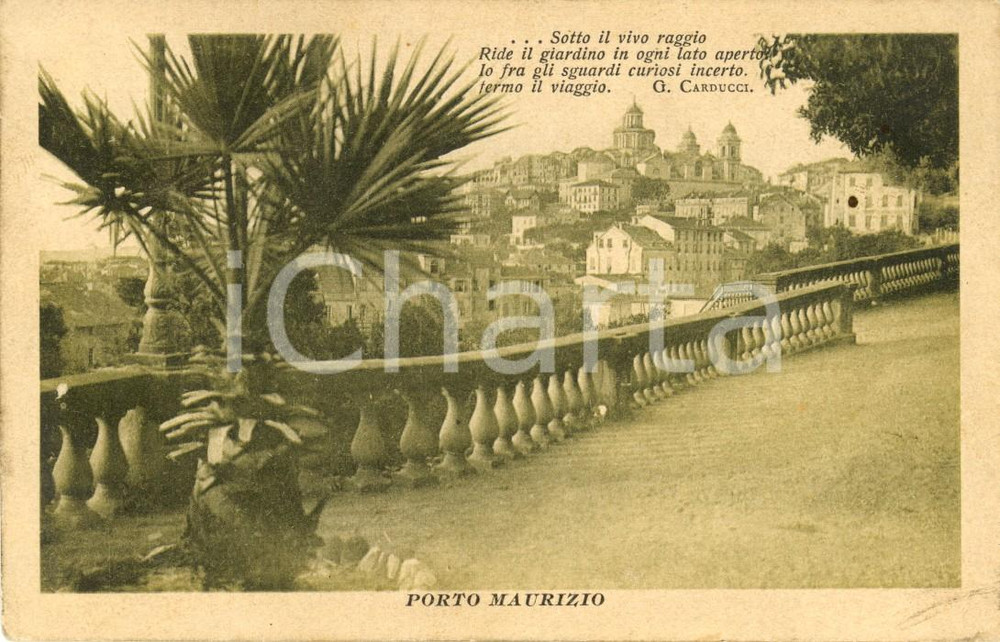 Cartolina originale da collezione 1917 IMPERIA PORTO MAURIZIO Panorama cittÃ  - Versi CARDUCCI *Cartolina FP VG 1