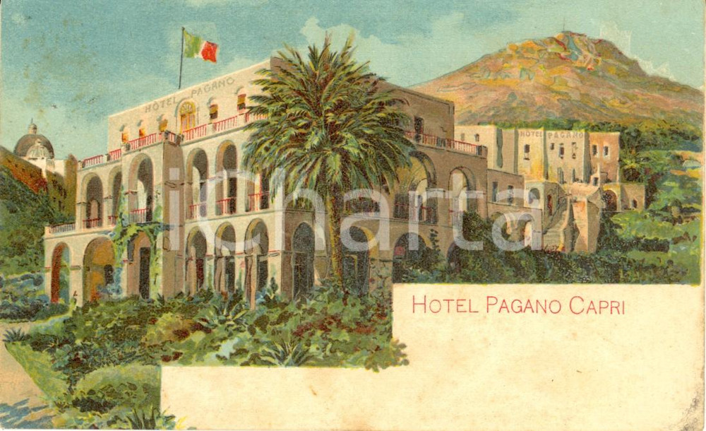 Cartolina originale da collezione 1918 CAPRI (NA) Veduta dell'Hotel PAGANO *Cartolina postale FP VG 1