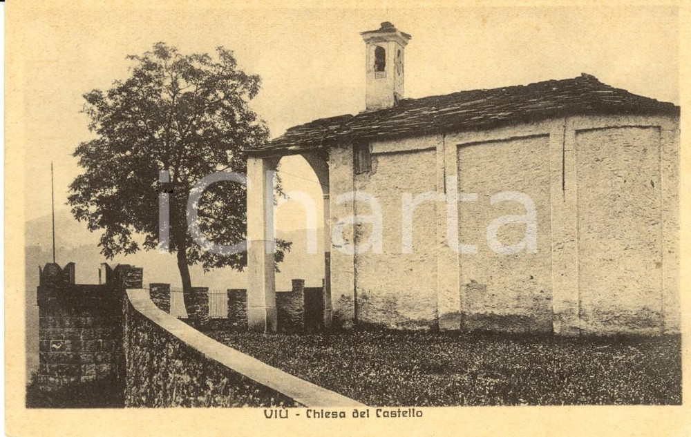 Cartolina originale da collezione 1930 ca VIU  TO Veduta della chiesa del Castello Cartolina postale FP NV 1