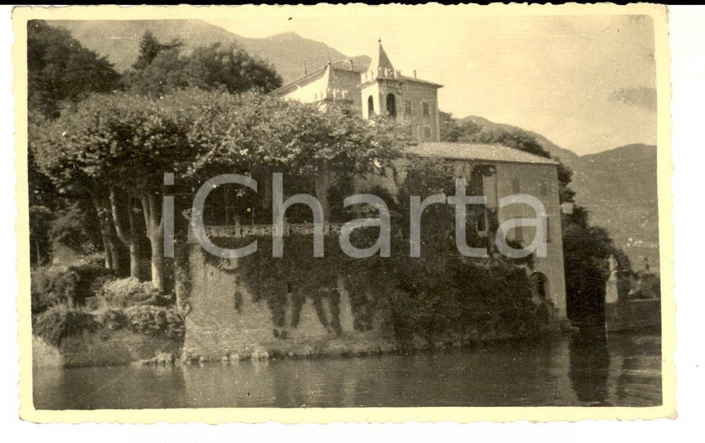 Fotografia d'epoca originale 1940 ca LENNO (CO) Veduta VILLA BALBIANELLO dal lago di COMO *Foto cartolina 1