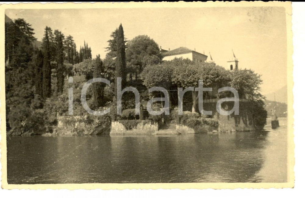 Fotografia d'epoca originale 1940 ca LENNO (CO) Veduta di VILLA BALBIANELLO dal lago di COMO *Foto cartolina 1