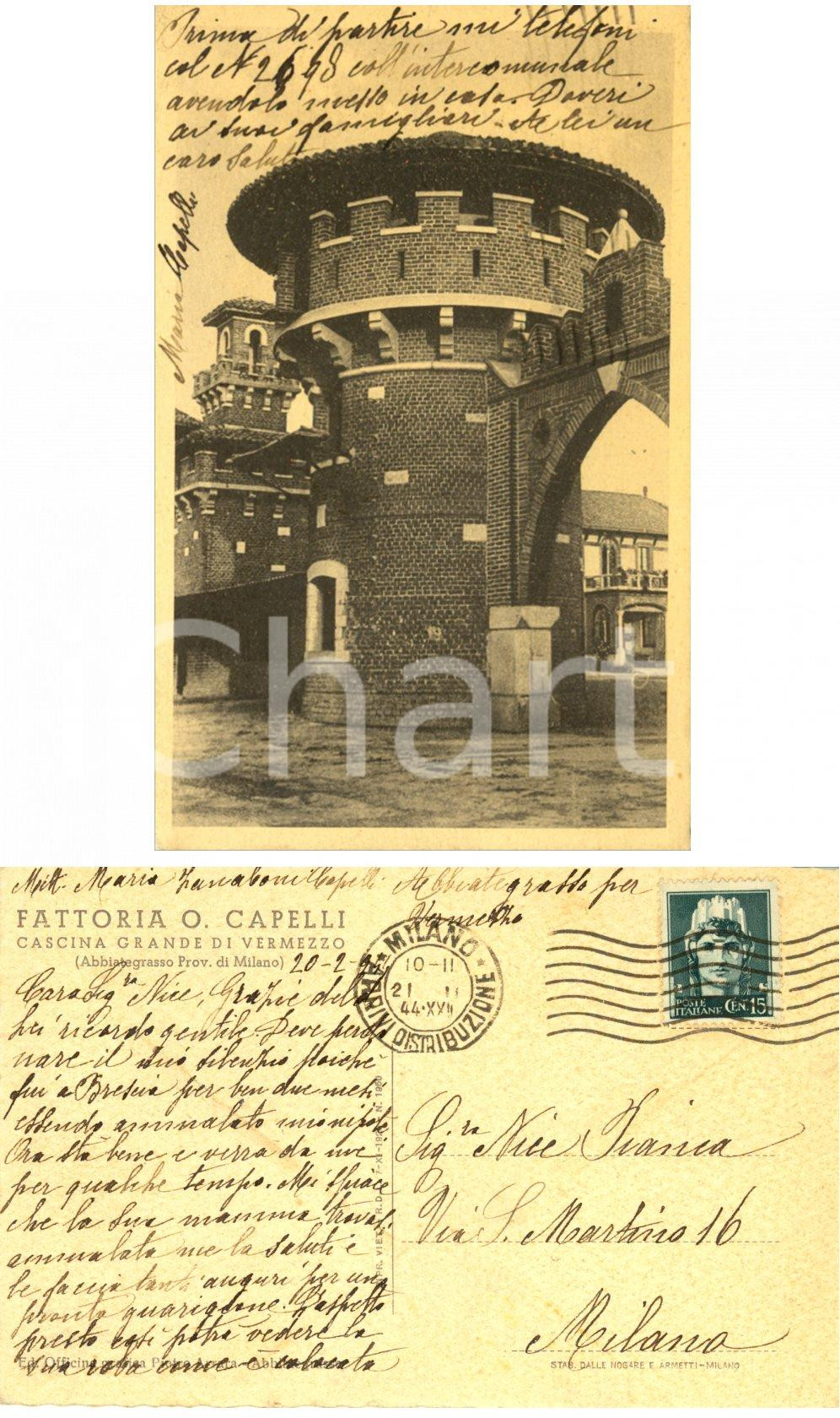 Autografo originale 1944 VERMEZZO (MI) Fattoria CASCINA GRANDE *Autografo Maria ZANABONI CAPELLI 1