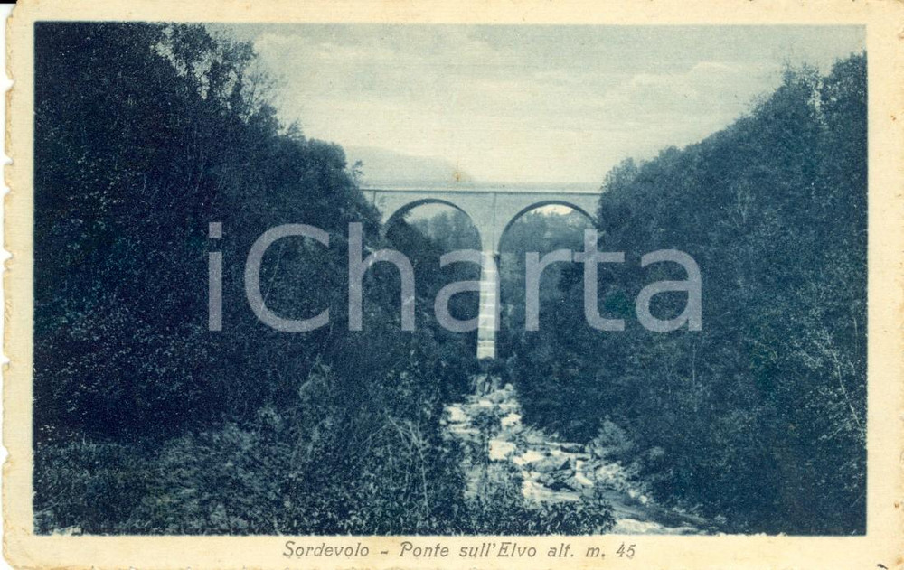 Cartolina originale da collezione 1919 SORDEVOLO (BI) Veduta del ponte sul torrente ELVO *Cartolina FP VG 1