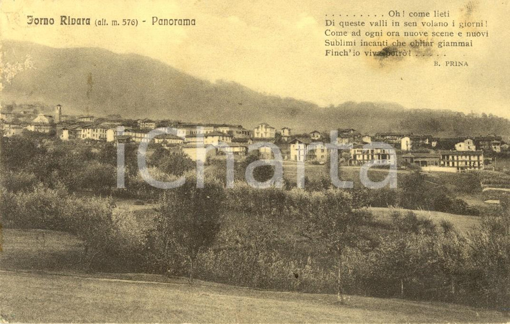 Cartolina originale da collezione 1917 FORNO CANAVESE (TO) Panorama del paese - Benedetto PRINA  *Cartolina FP VG 1