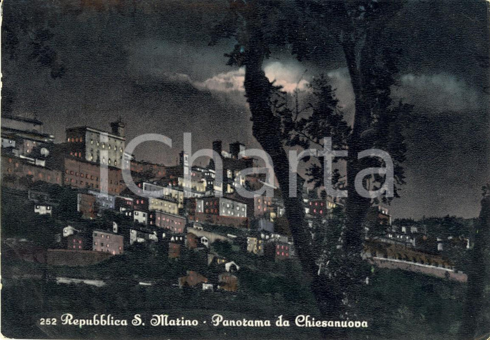 Cartolina originale da collezione 1963 REPUBBLICA SAN MARINO Panorama notturno da CHIESANUOVA Cartolina FG VG 1