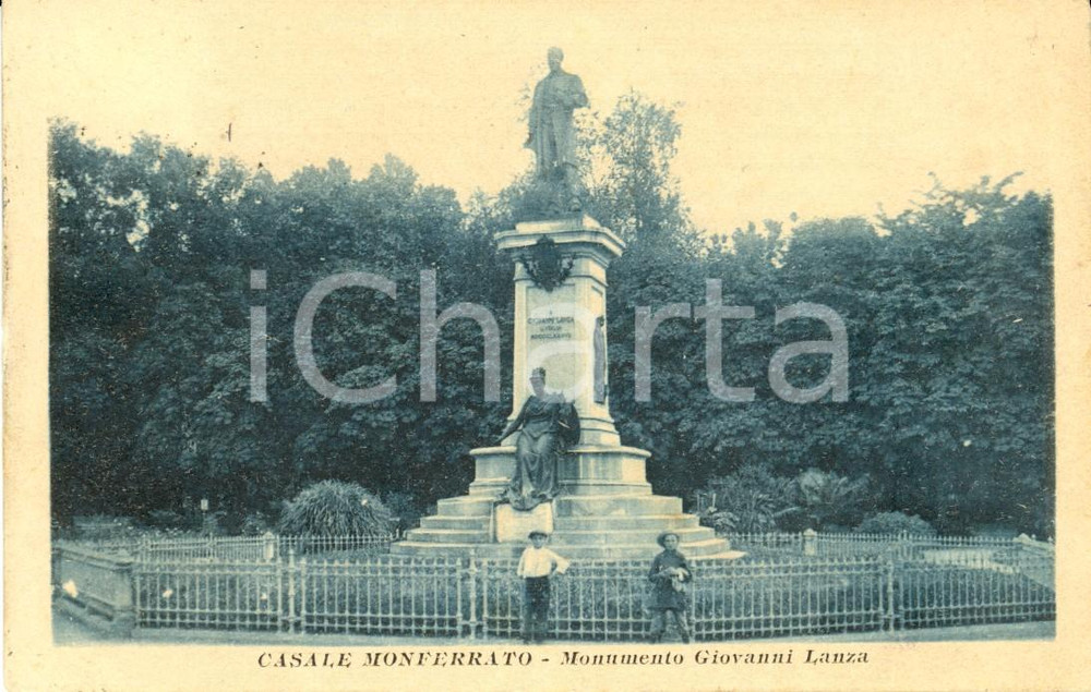 Cartolina originale da collezione 1918 CASALE MONFERRATO AL Monumento a Giovanni LANZA Cartolina ANIMATA FP VG 1