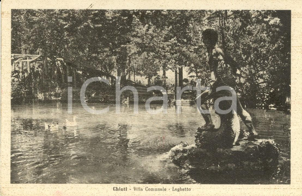 Cartolina originale da collezione 1947 CHIETI Il Laghetto del giardino della Villa Comunale Cartolina FP VG 1