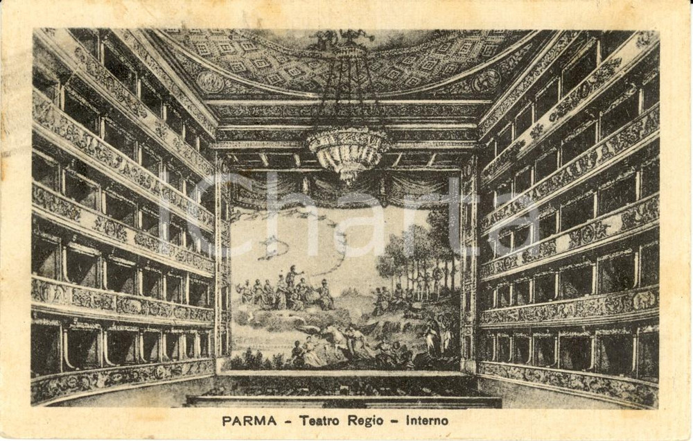 Cartolina originale da collezione 1933 PARMA Veduta interno del Teatro REGIO Cartolina postale FP VG 1