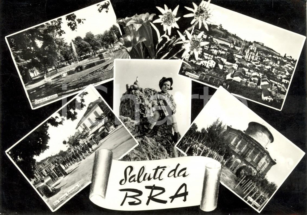 Cartolina originale da collezione 1960 ca BRA (CN) Vedutine Via VITTORIO EMANUELE II e ZIZZOLA *Cartolina FG VG 1