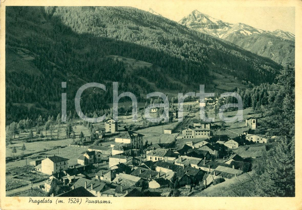 Cartolina originale da collezione 1953 PRAGELATO TO Veduta panoramica paese e vallata Cartolina postale FG VG 1