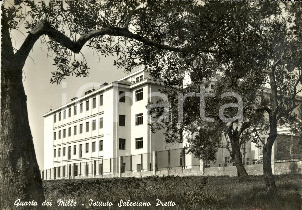 Cartolina originale da collezione 1950 ca GENOVA Istituto Salesiano PRETTO a QUARTO DEI MILLE Cartolina FG VG 1
