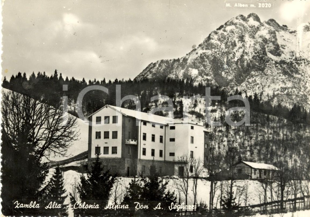 Cartolina originale da collezione 1956 ZAMBLA ALTA BG Colonia Alpina DON SEGHEZZI e Monte ALBEN Cartolina FG VG 1