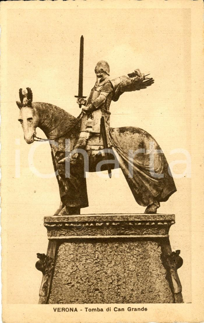 Cartolina originale da collezione 1930 ca VERONA Particolare della tomba di CANGRANDE DELLA SCALA Cartolina FP NV 1