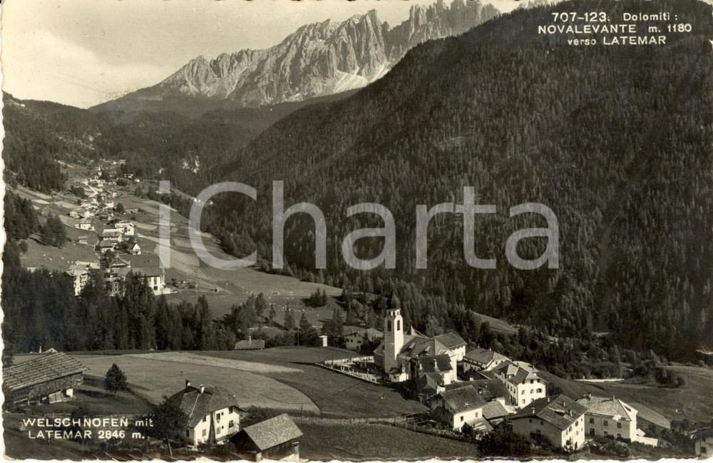 Cartolina originale da collezione 1941 NOVA LEVANTE BZ DOLOMITI Veduta del paese verso LATEMAR Cartolina FP NV 1