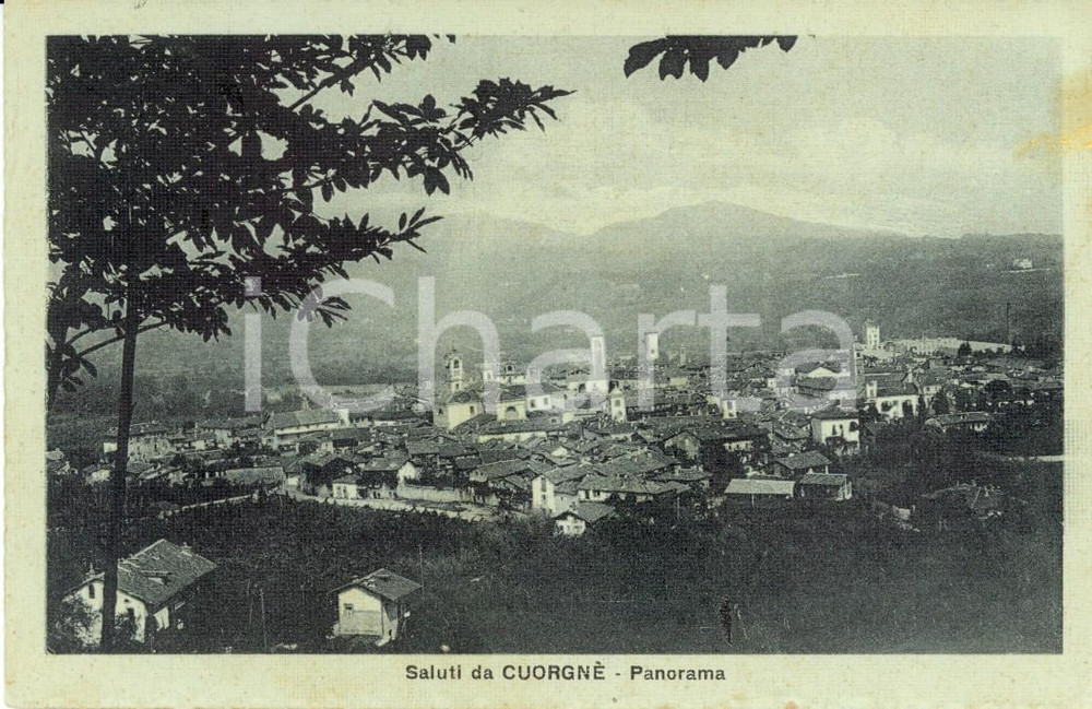 Cartolina originale da collezione 1924 CUORGNE' (TO) Veduta panoramica del paese *Cartolina FP VG 1