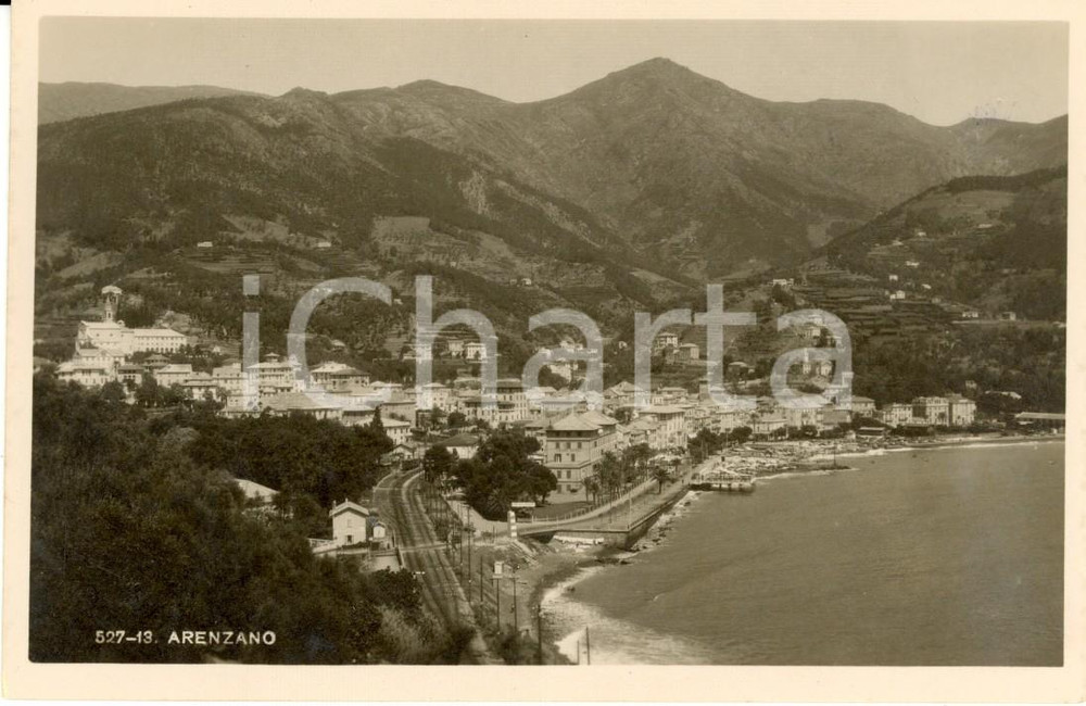 Cartolina originale da collezione 1940 ca ARENZANO GE Veduta paese con ferrovia sul lungomare Cartolina FP NV 1