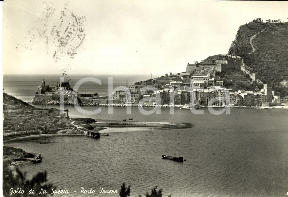 Cartolina originale da collezione 1953 PORTO VENERE (SP) Veduta paese e Golfo di LA SPEZIA *Cartolina FG VG 1