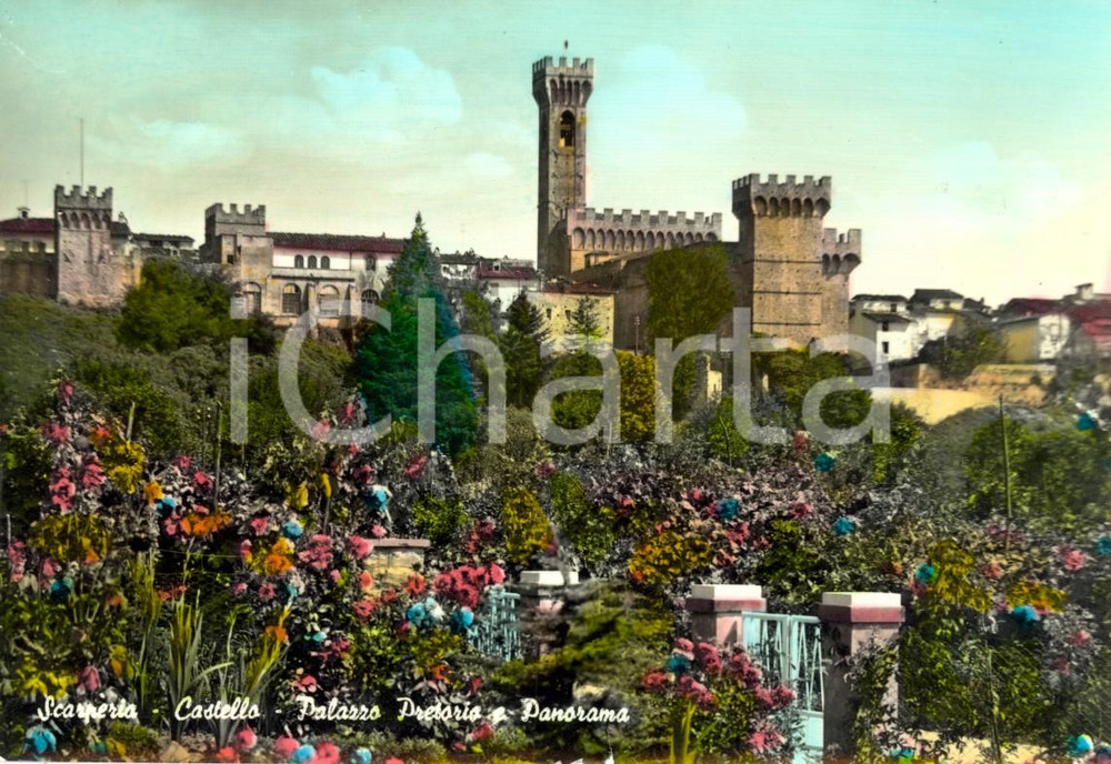 Cartolina originale da collezione 1966 SCARPERIA FI Panorama con castello e Palazzo PRETORIO Cartolina FG VG 1