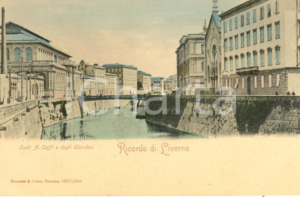 Cartolina originale da collezione 1900 ca LIVORNO Veduta Scali Aurelio SAFFI e degli OLANDESI *Cartolina FP NV 1