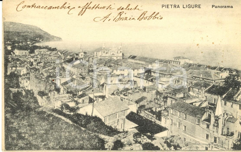 Cartolina originale da collezione 1905 PIETRA LIGURE SV Veduta panoramica del paese Cartolina FP VG 1