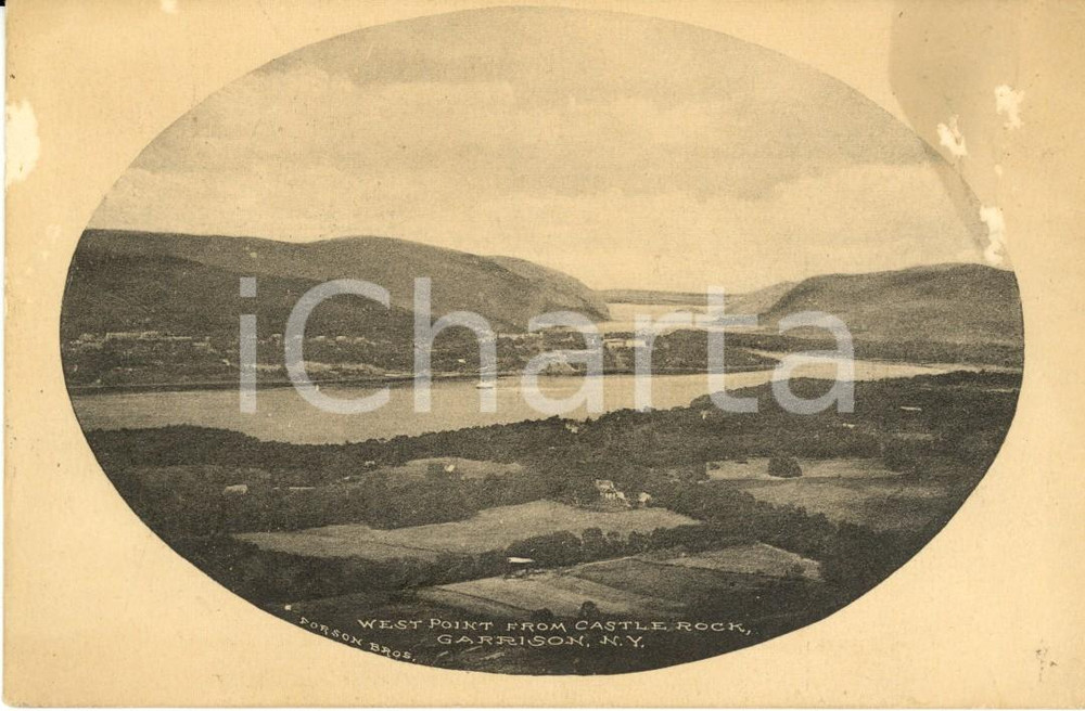 Cartolina originale da collezione 1922 GARRISON NEW YORK USA West point from Castle ROCK Cartolina FG VG 1