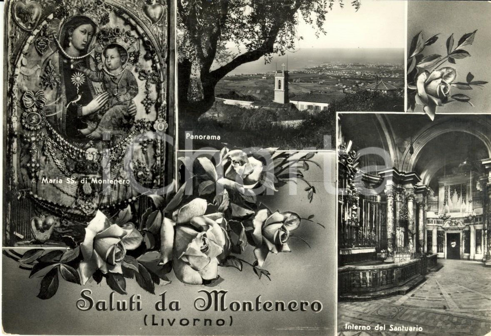 Cartolina originale da collezione 1957 LIVORNO Vedutine Santuario di SANTA MARIA di MONTENERO Cartolina FG VG 1