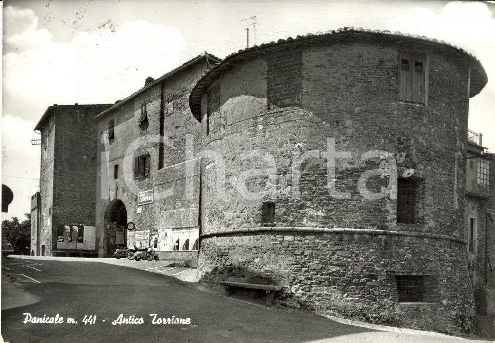 Cartolina originale da collezione 1968 PANICALE PG Veduta antico torrione  Insegna CAMPARI Cartolina FG VG 1