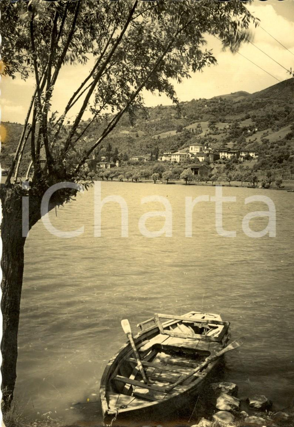 Cartolina originale da collezione 1941 SPINONE AL LAGO (BG) Val CAVALLINA Barca sul Lago di ENDINE *Cartolina VG 1