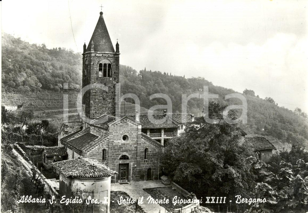 Cartolina originale da collezione 1972 SOTTO IL MONTE (BG) Veduta dell'Abbazia di SANT'EGIDIO *Cartolina FG VG 1