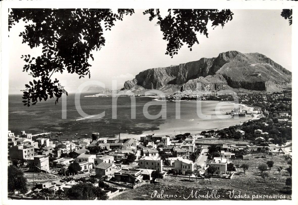 Cartolina originale da collezione 1959 PALERMO Veduta panoramica della frazione MONDELLO *Cartolina postale FG VG 1