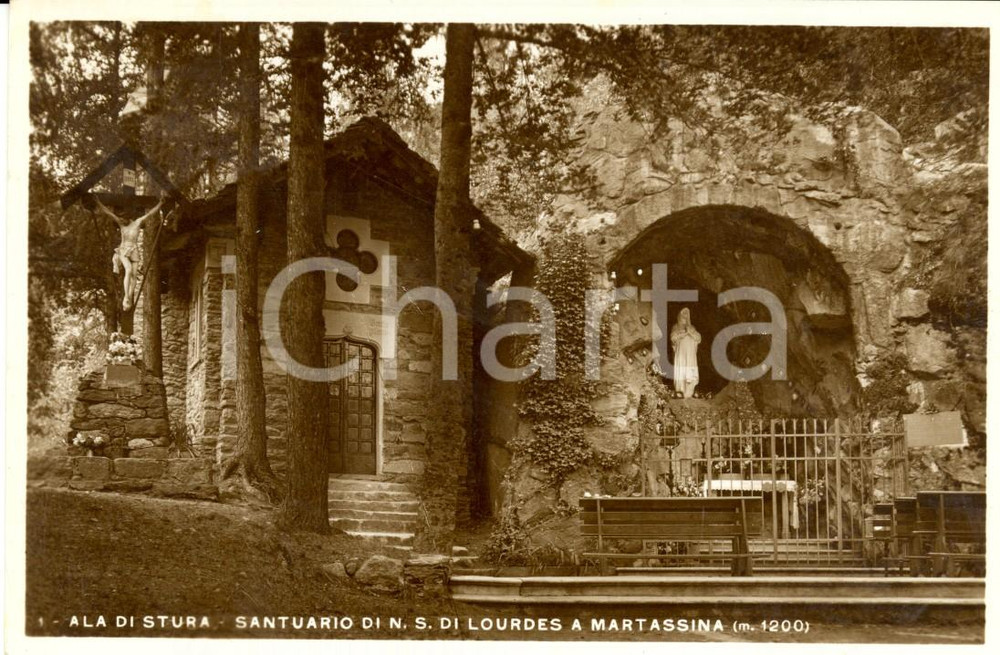 Cartolina originale da collezione 1930 ca ALA DI STURA (TO) Santuario MADONNA di LOURDES a MARTASSINA *Cartolina 1