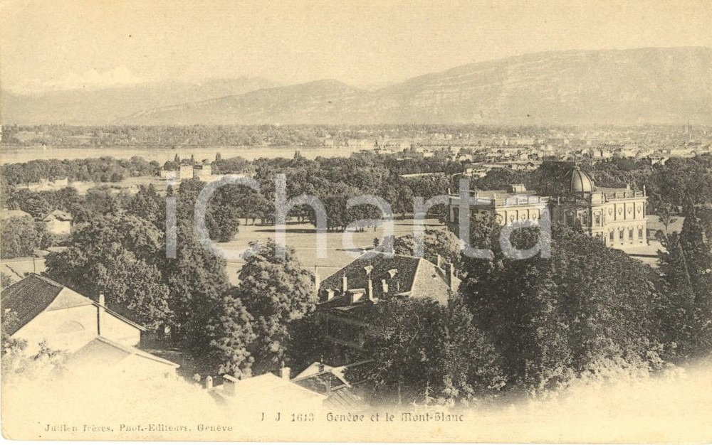 Cartolina originale da collezione 1905 ca GENEVE (CH) La ville et le Mont BLANC *Cartolina postale FP NV 1