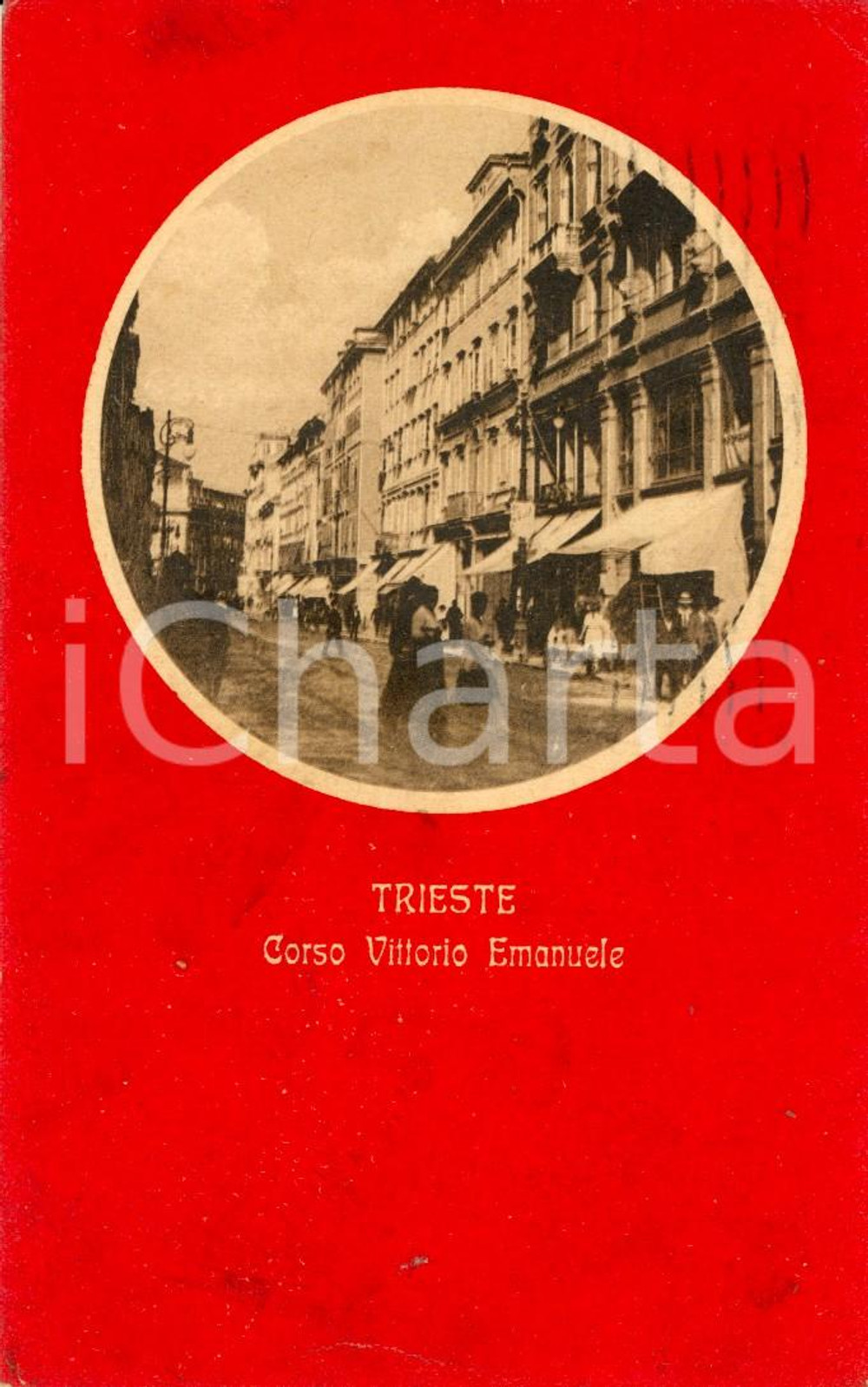 Cartolina originale da collezione 1923 TRIESTE Veduta di Corso VITTORIO EMANUELE con passanti *Cartolina FP VG 1