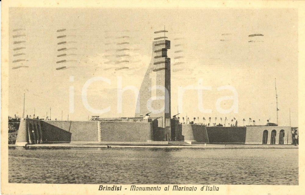 Cartolina originale da collezione 1933 BRINDISI Monumento al Marinaio d'ITALIA sul lungomare *Cartolina FP VG 1