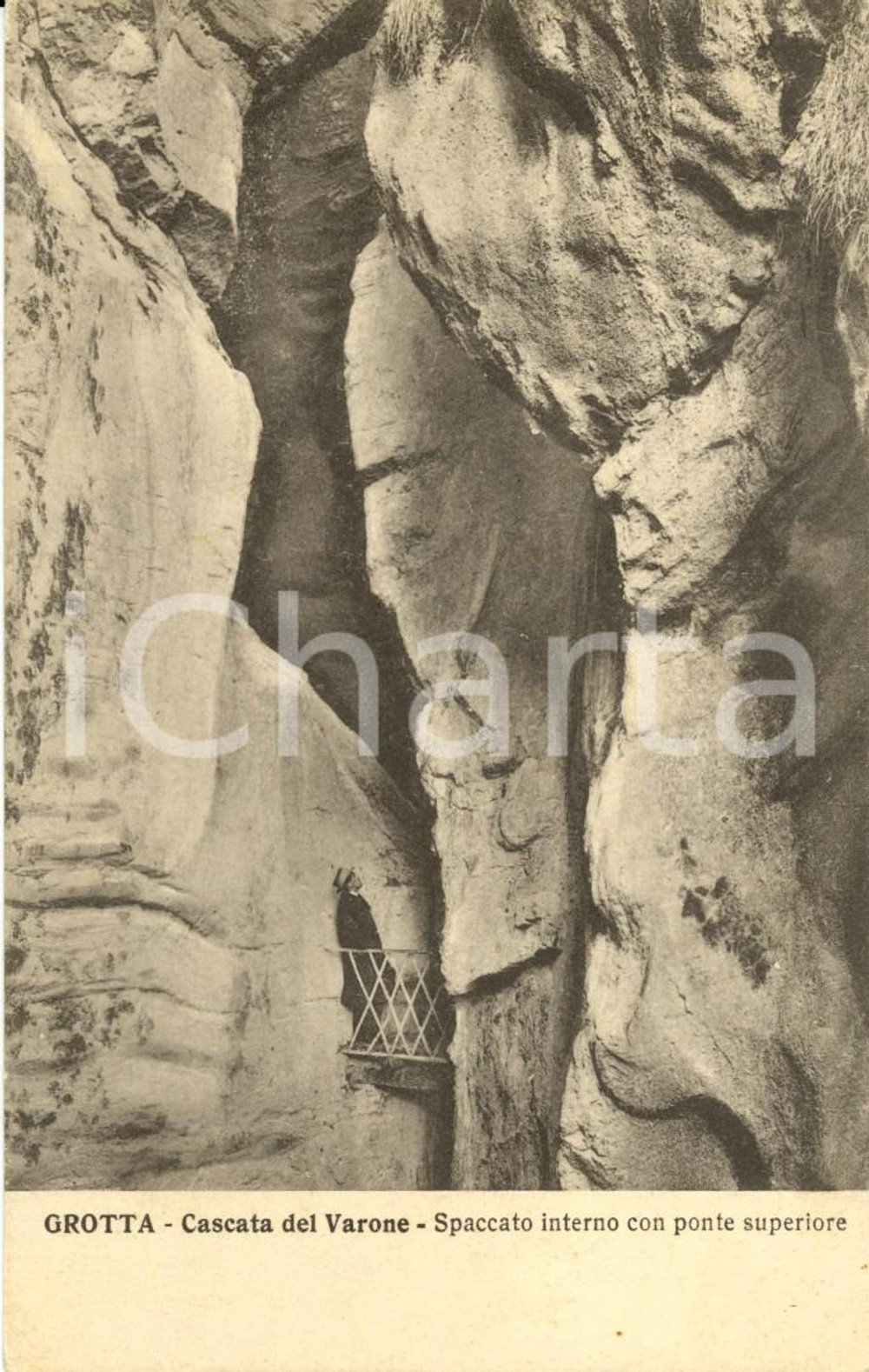 Cartolina originale da collezione 1915 ca TENNO (TN) Grotta - Cascata del VARONE *Cartolina ANIMATA FP NV 1