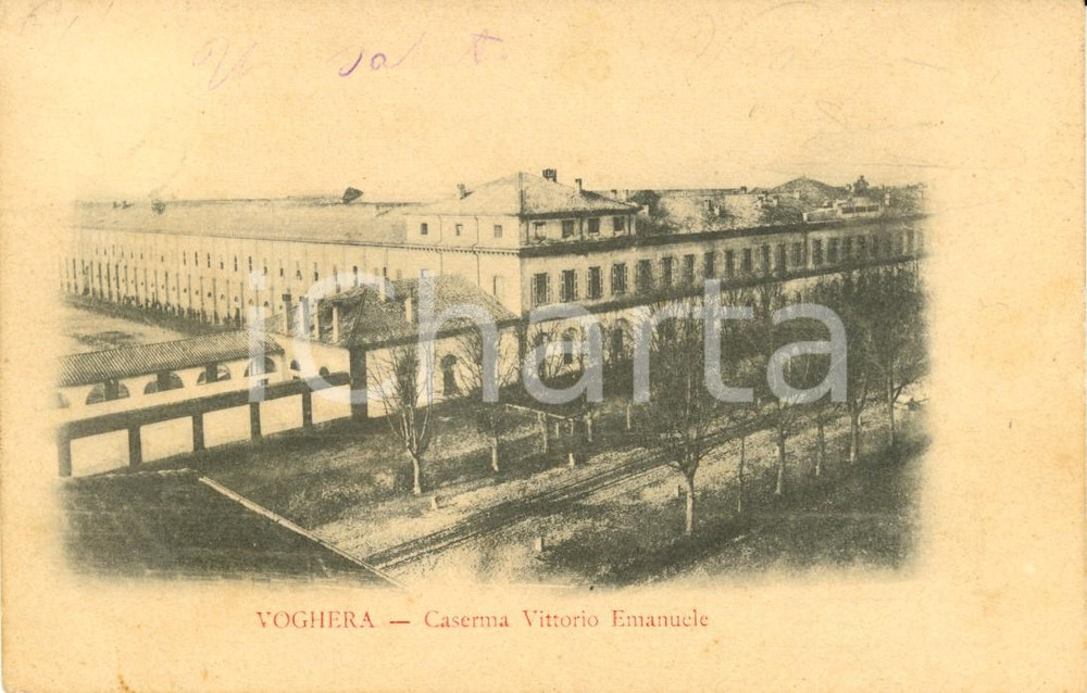 Cartolina originale da collezione 1901 VOGHERA PV Veduta della Caserma VITTORIO EMANUELE Cartolina FP VG 1