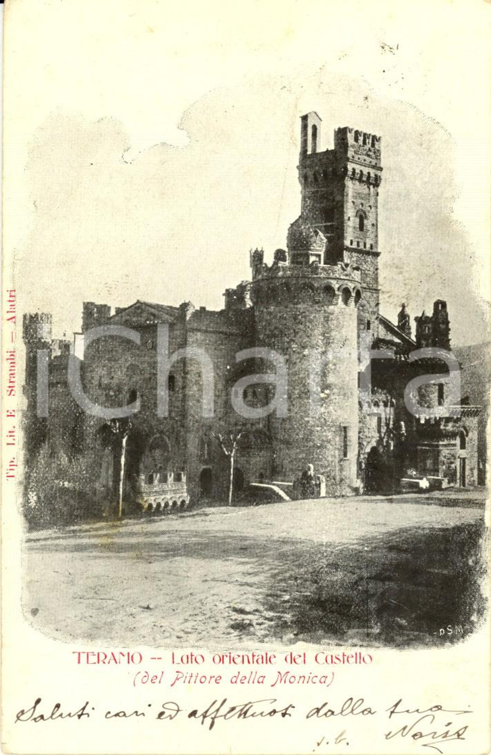 Cartolina originale da collezione 1903 TERAMO Veduta lato orientale del castello *Cartolina postale FP VG 1