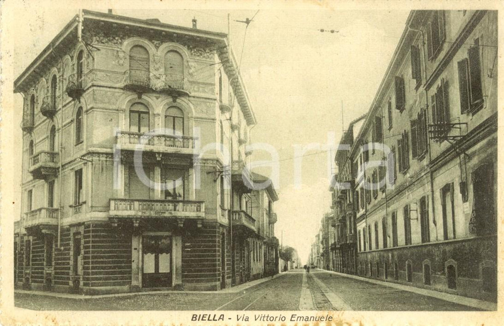 Cartolina originale da collezione 1924 BIELLA Veduta di Via VITTORIO EMANUELE *Cartolina postale FP VG 1