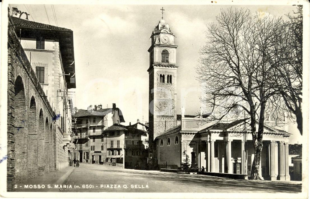 Cartolina originale da collezione 1935 MOSSO SANTA MARIA BI Veduta di Piazza QUINTINO SELLA Cartolina FP VG 1