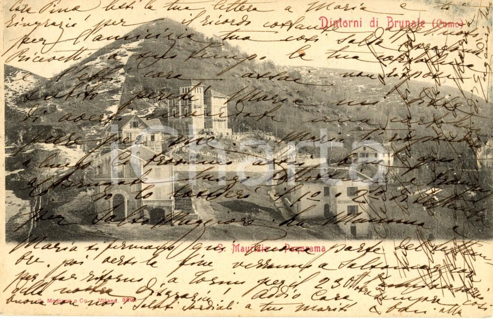 Cartolina originale da collezione 1903 BRUNATE (CO) Panorama della frazione SAN MAURIZIO *Cartolina FP VG 1