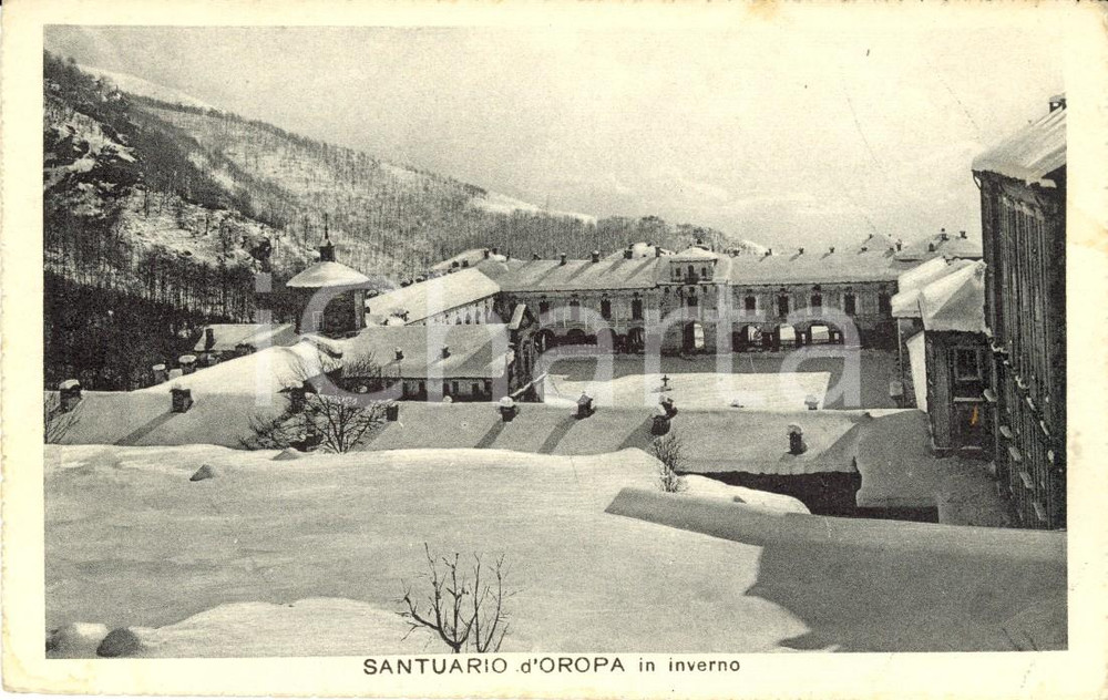 Cartolina originale da collezione 1930 ca OROPA BI Veduta del Santuario innevato in inverno Cartolina FP NV 1