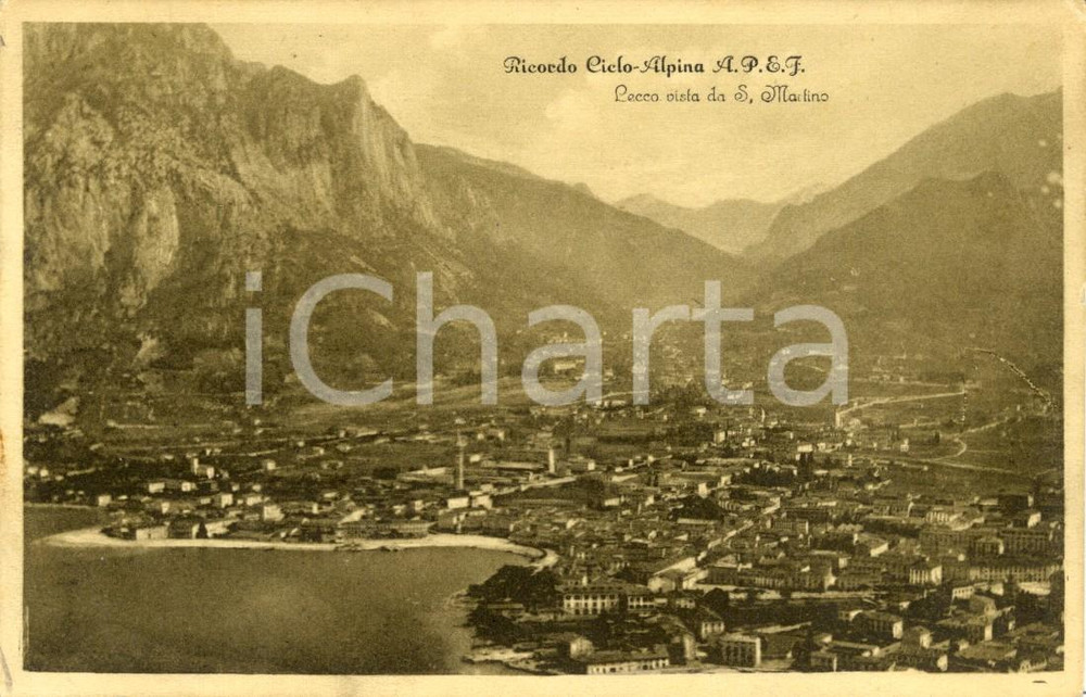 1940 ca LECCO La città vista da SAN MARTINO - Ciclo Alpina APEF *Cartolina FP NV