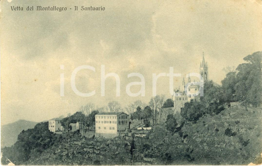 Cartolina originale da collezione 1915 ca RAPALLO GE Vetta del MONTALLEGRO con il Santuario Cartolina FP NV 1
