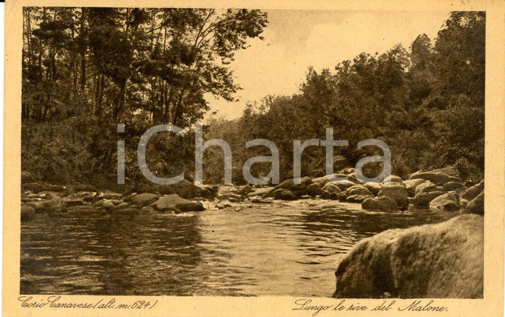 Cartolina originale da collezione 1923 CORIO CANAVESE TO Lungo le rive del fiume MALONE Cartolina FP VG 1