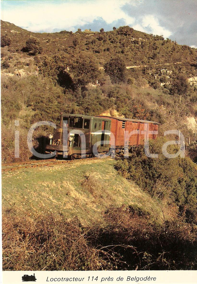 Cartolina originale da collezione 1979 BELGODERE (CORSICA) Locomotiva CFTA 114 con vagone merci *Cartolina FP NV 1