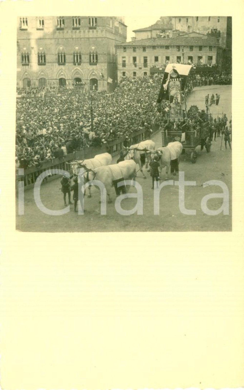 Cartolina originale da collezione 1920 ca SIENA Carro in costume al PALIO *Cartolina FP NV 1