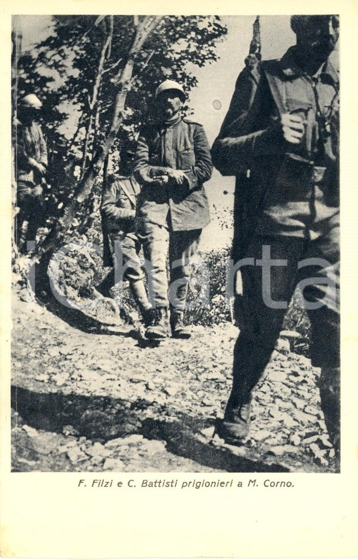 Cartolina originale da collezione 1930 ca FABIO FILZI e CESARE BATTISTI prigionieri a Monte CORNO *Cartolina FP NV 1