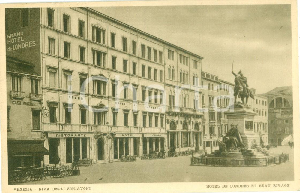 Cartolina originale da collezione 1935 ca VENEZIA Hotel de LONDRES Riva degli Schiavoni *Cartolina postale FP NV 1