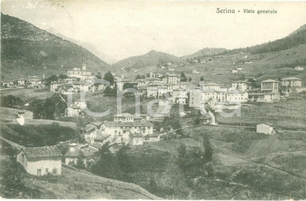 Cartolina originale da collezione 1916 SERINA BG panorama generale del paese Cartolina FP VG 1